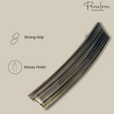 Parcelona Oblong Grey Beige 3.5 Inch Celluloid Automatic Hair Clip Hair Barrette