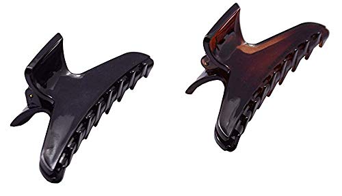 Parcelona French Pinch Tortoise Shell and Black Cellulose Hair Claws for Women