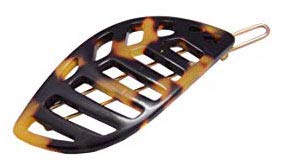 French Amie Leaf Small Tokyo & Onyx Handmade Barrette Snap on Hair Pin Clip