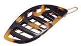French Amie Leaf Small Tokyo & Onyx Handmade Barrette Snap on Hair Pin Clip