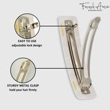 French Amie Long Rectangle Handmade Large Hair Barrette Clip for Women N Girls