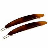 French Amie Narrow Oblong Small Hair Clip - Tige Boule Women Barrette Set Of 2
