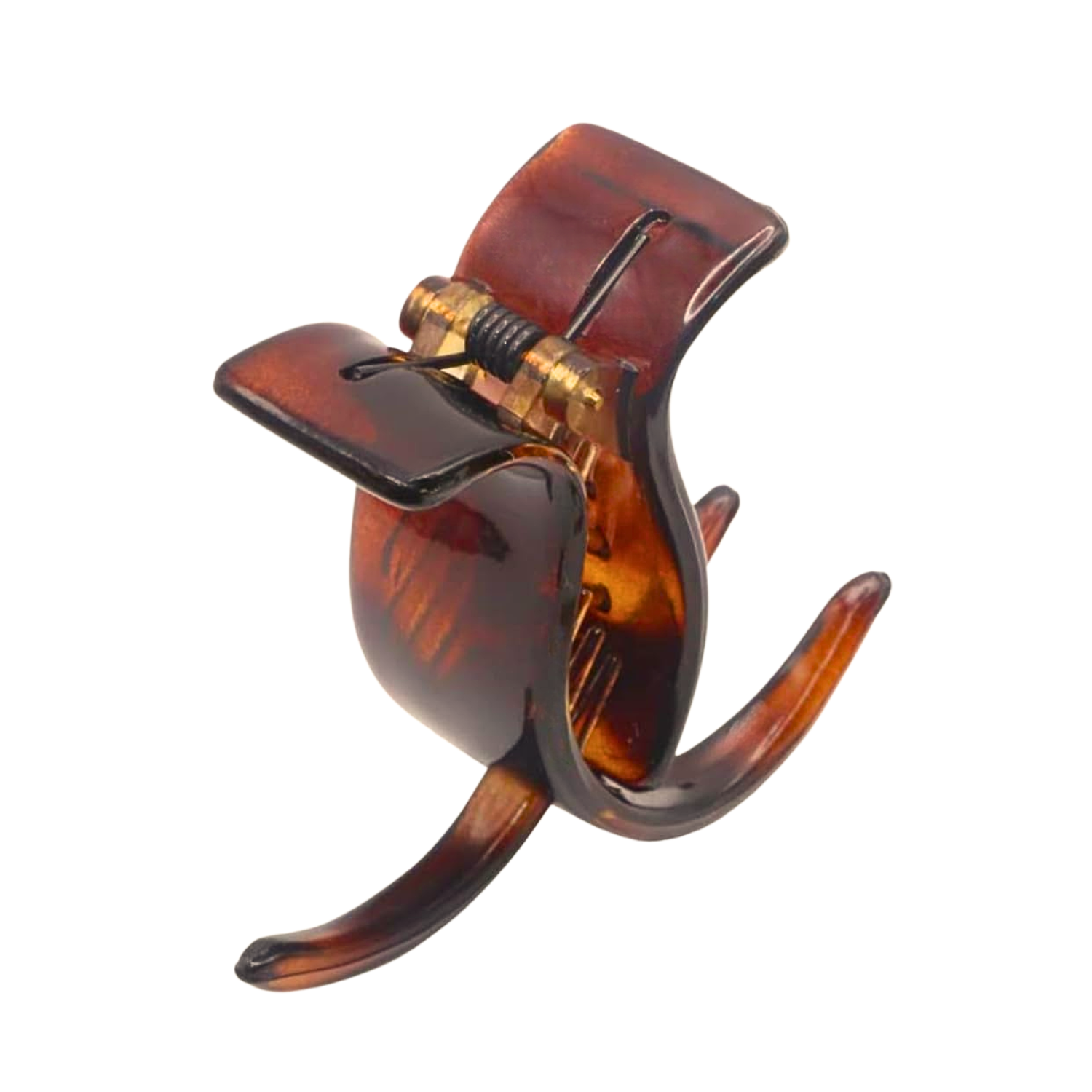 Parcelona French Small Three Teeth Fish Style Tortoise Shell Celluloid Hair claw