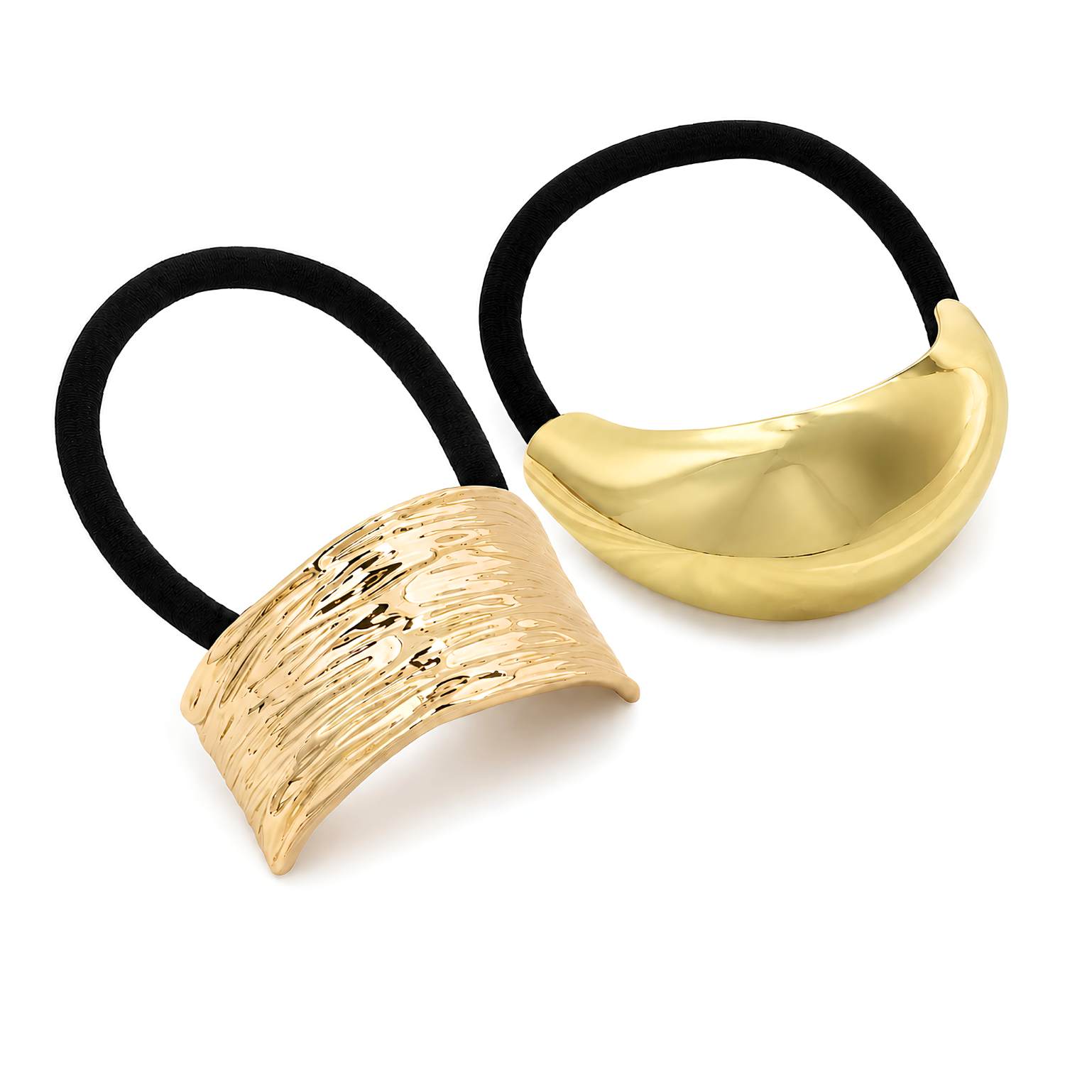 Moeni Golden Cuffs Ponytail Holders Elastic Hair Ties Bands 2 Pcs