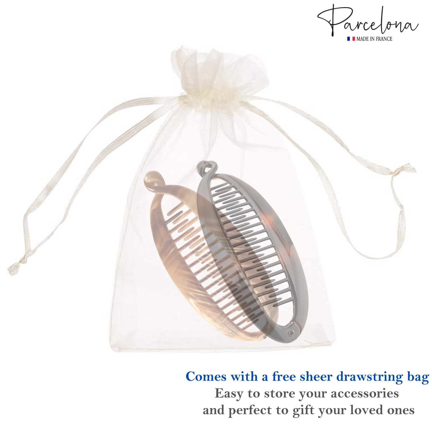 Parcelona French Large 5.5" Cellulose Ponytail Holder Banana Hair Clip for Women