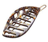French Amie Leaf Small Tokyo & Onyx Handmade Barrette Snap on Hair Pin Clip