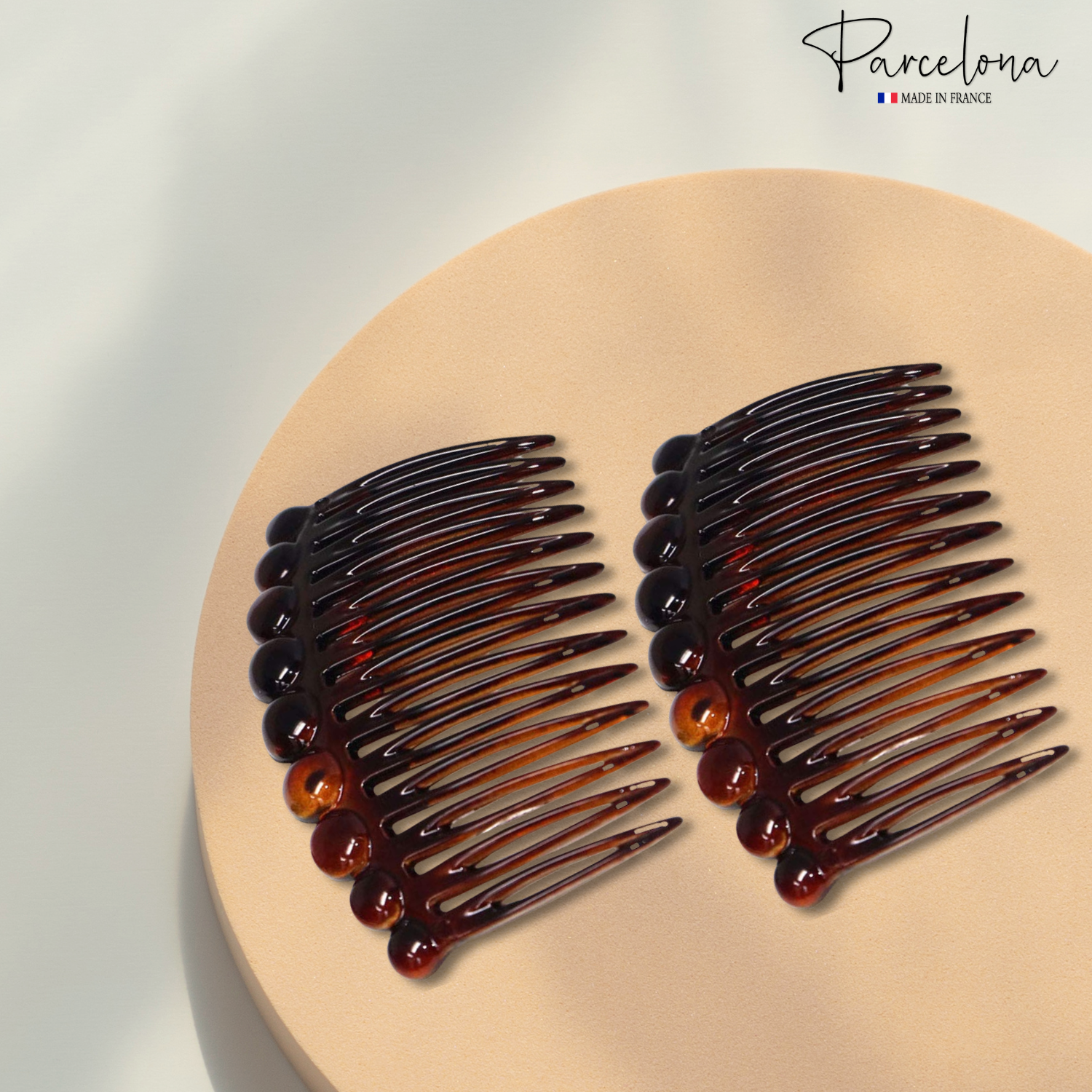 Parcelona French Circles Edge Small 2.75” Cellulose Side Hair Combs - 2 Pcs