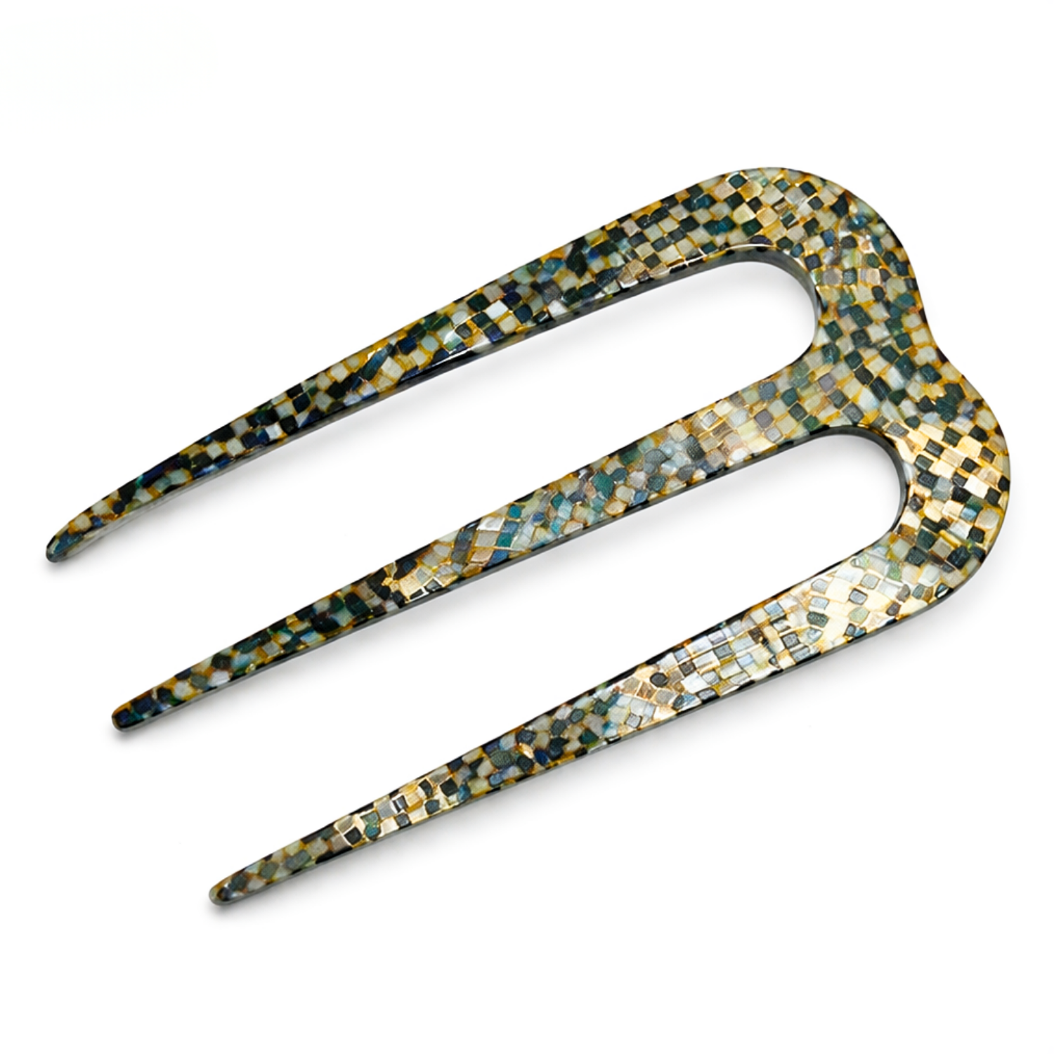 French Amie Tri Prongs 3" Medium Handmade Cellulose Bun Holder Women Hair Pin