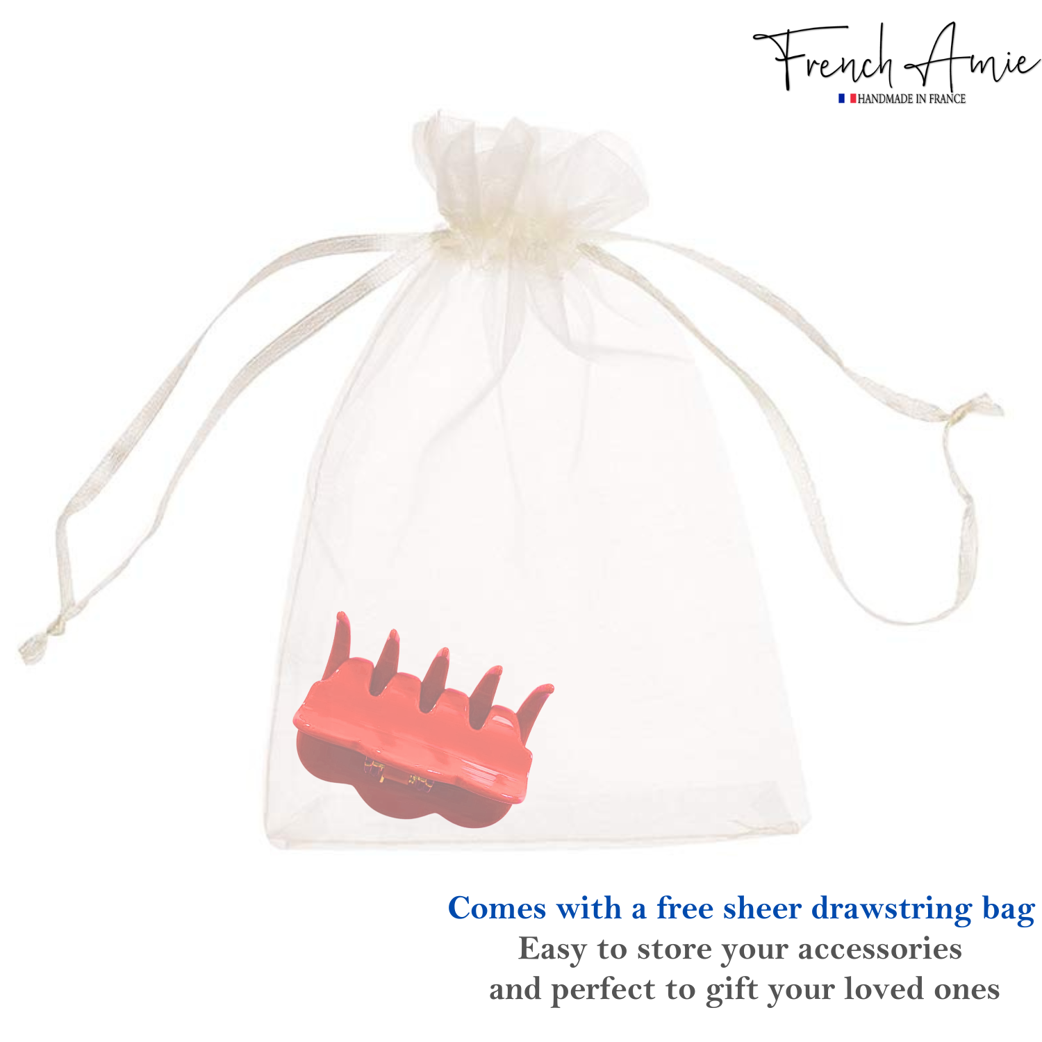 French Amie Crown Wave Small 2.5” Cellulose Handmade Interlocking Hair Claw