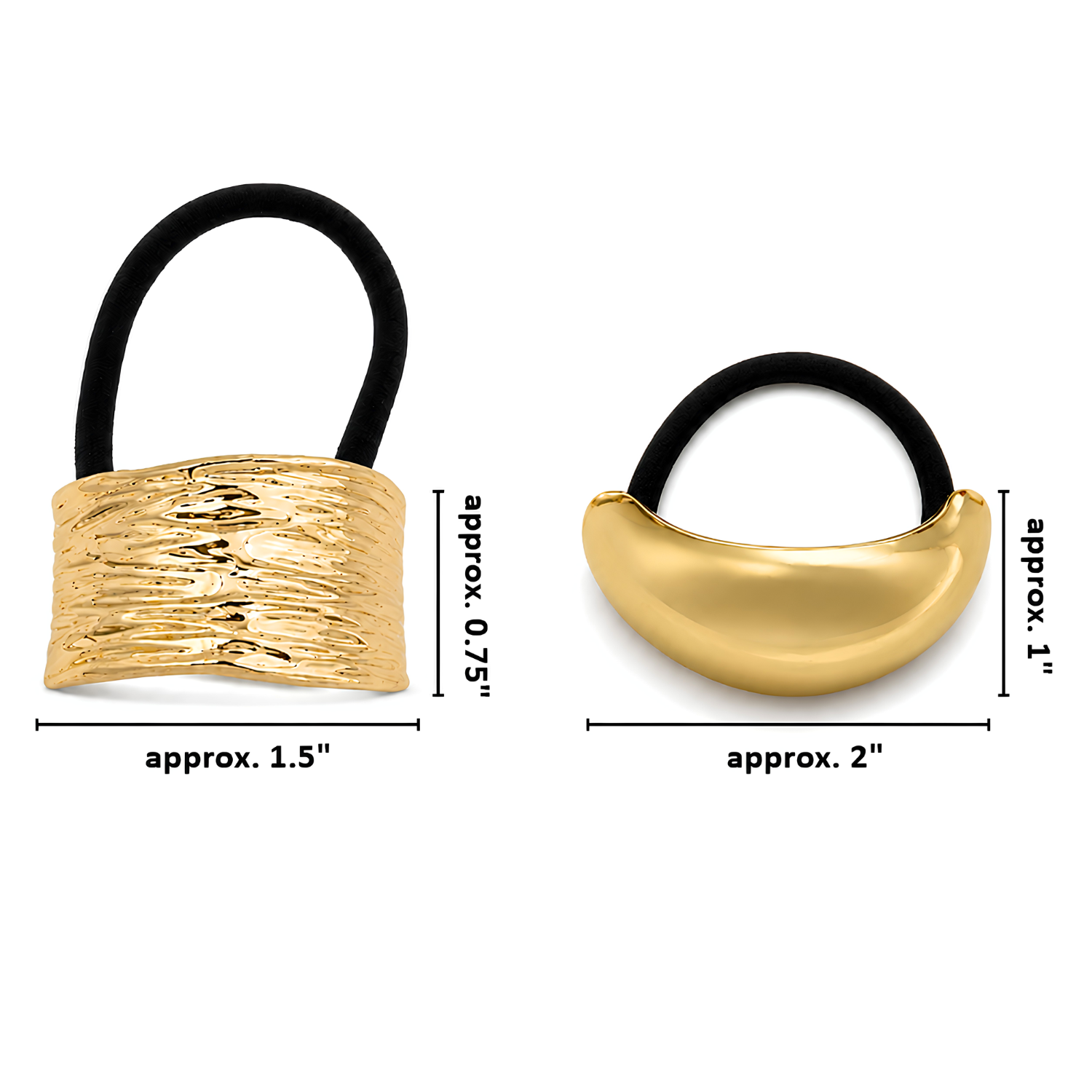 Moeni Golden Cuffs Ponytail Holders Elastic Hair Ties Bands 2 Pcs