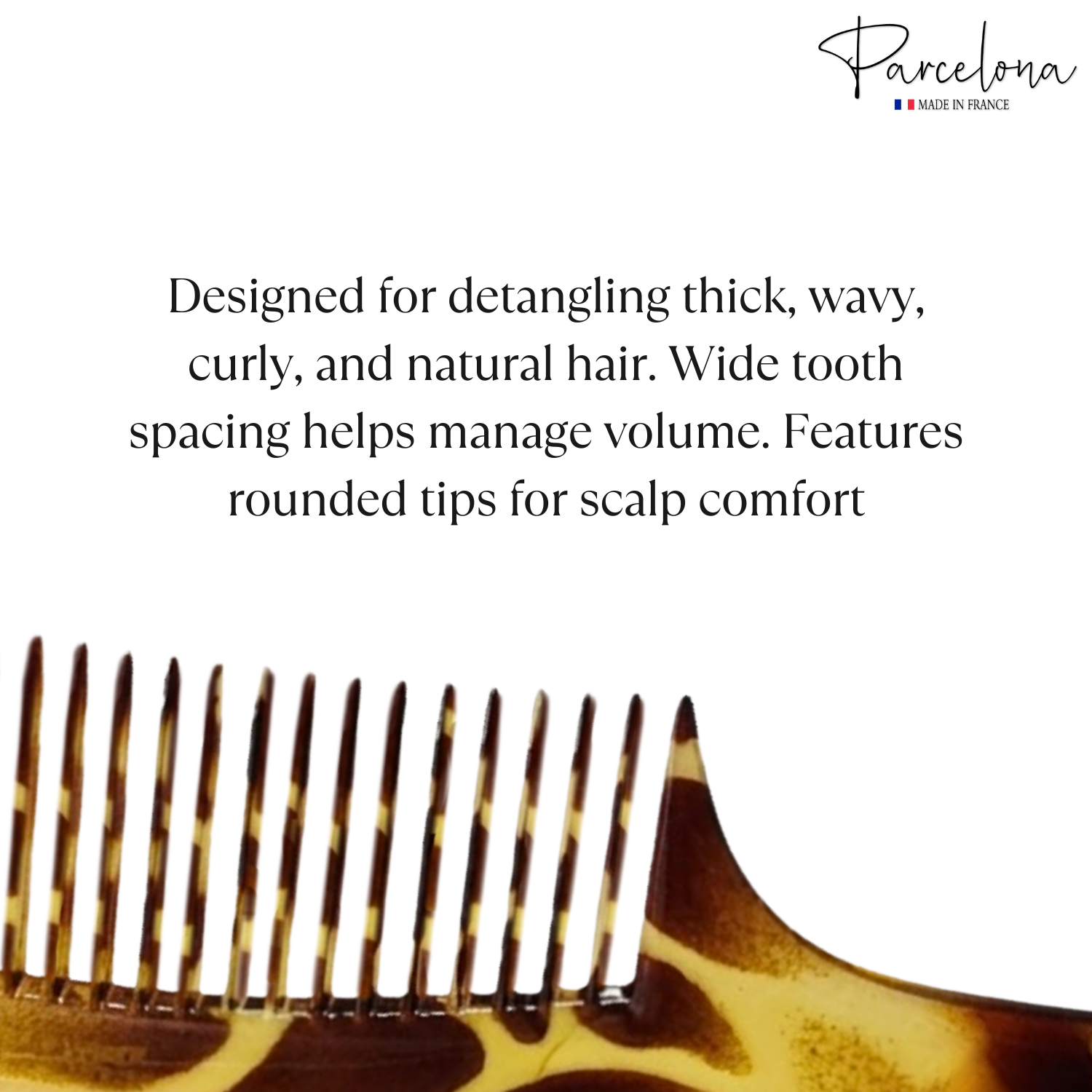 Parcelona French Wide Tooth Detangling Comb Cellulose Acetate Hair Comb Clip