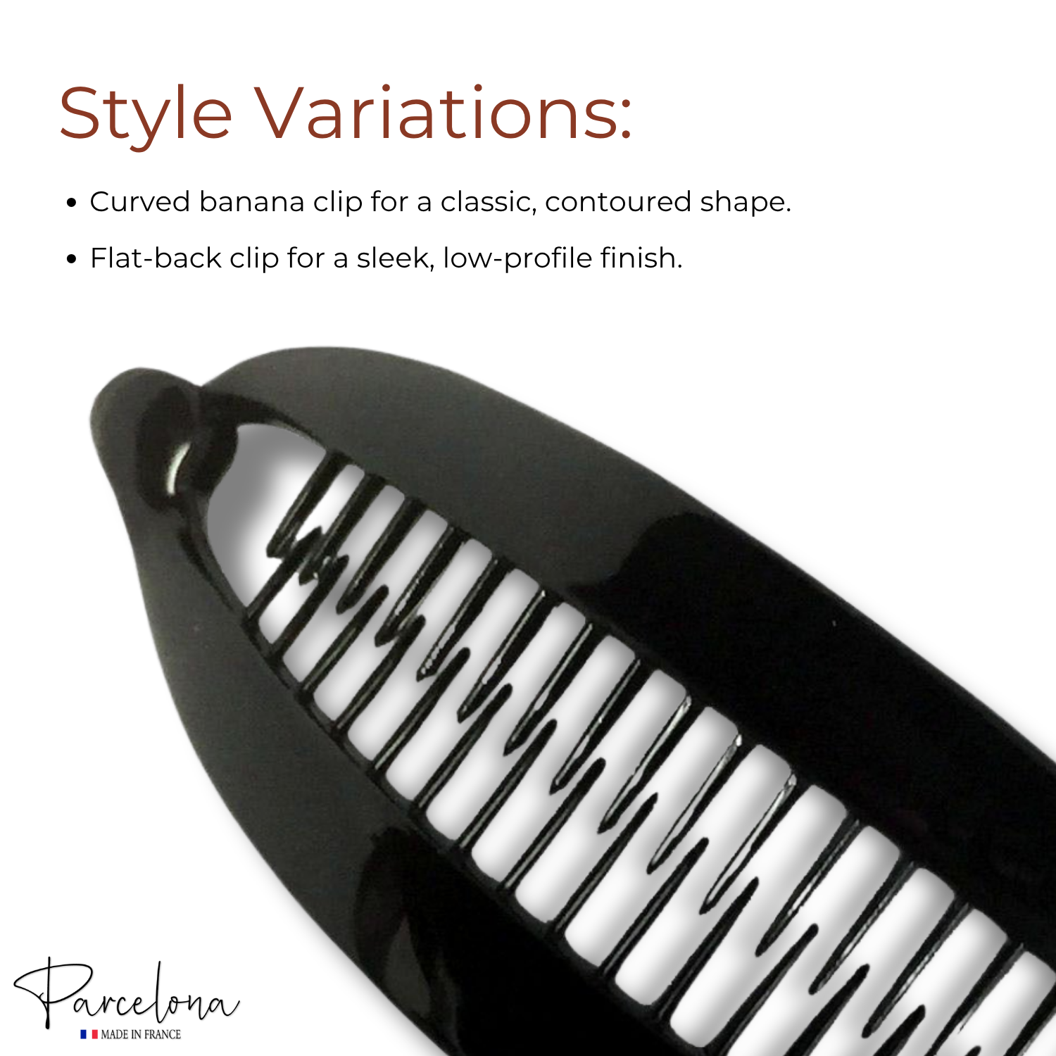 Parcelona French Curved Black Large 6" Cellulose Banana Hair Clip for Women