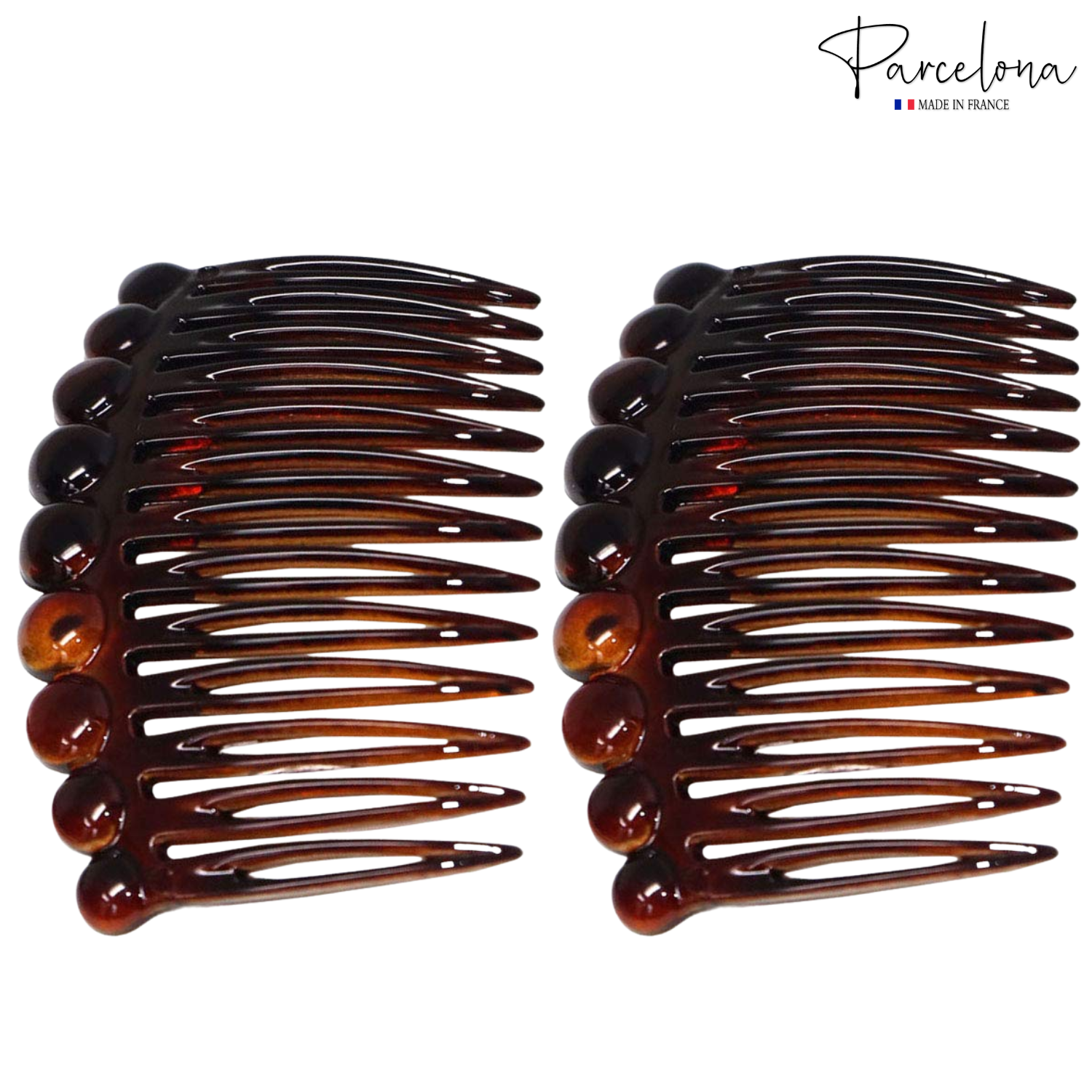 Parcelona French Circles Edge Small 2.75” Cellulose Side Hair Combs - 2 Pcs