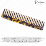 Parcelona French Wide Tooth Rake Tokyo Large Celluloid Hair Detangling Comb
