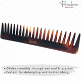 Parcelona French Volume Long Rake Set of 2 Shell Black Celluloid Wide Hair Combs
