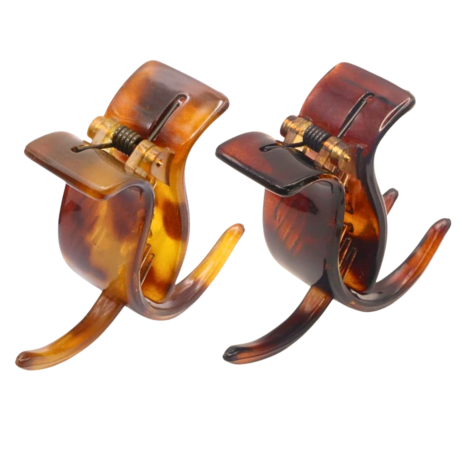 Parcelona French Small 3 Teeth Celluloid Fish Style Hair Claws for Women(2 Pcs)
