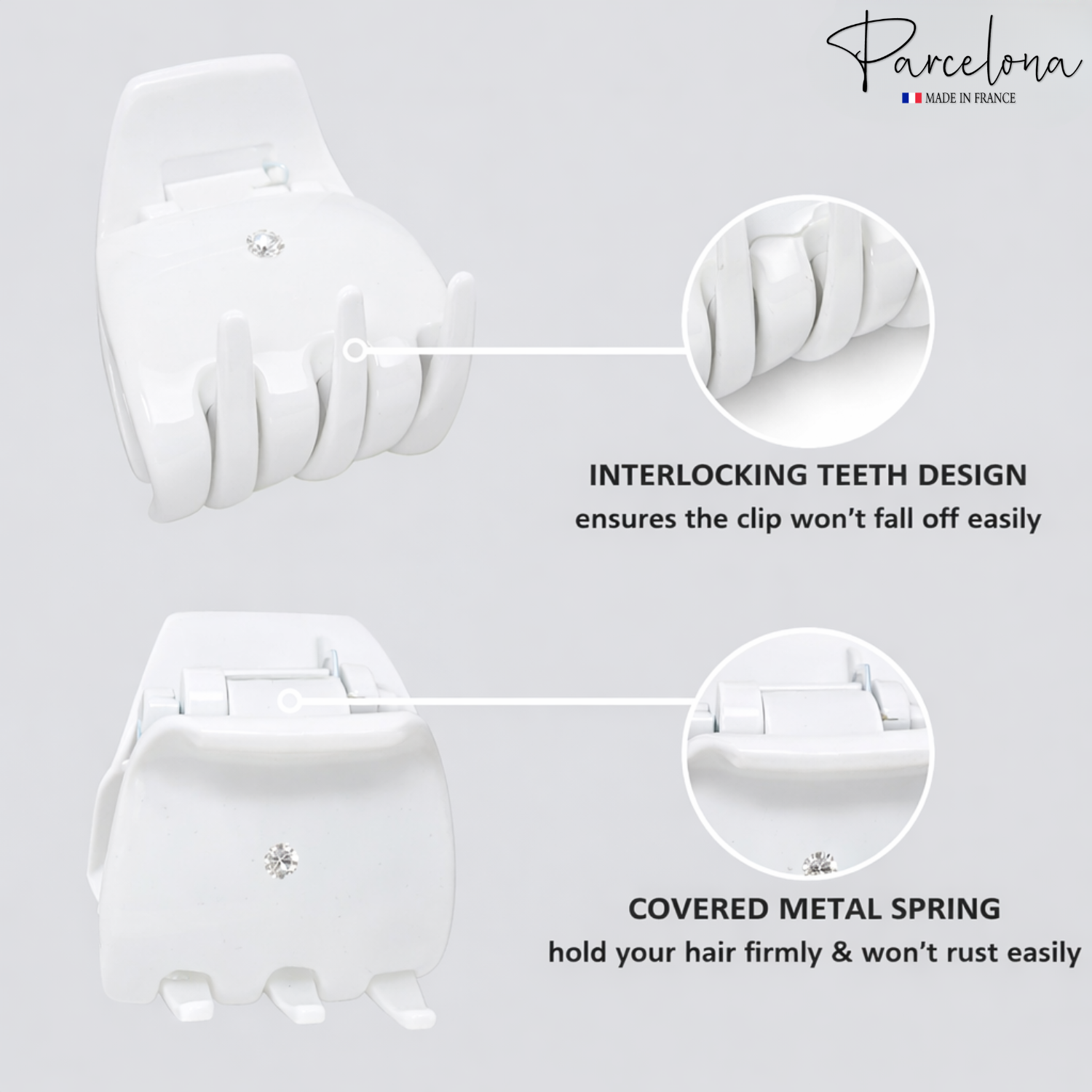 Parcelona French Mignon 1.25" Mini Hair Claw Crystal Accent Clips for Women 2pcs