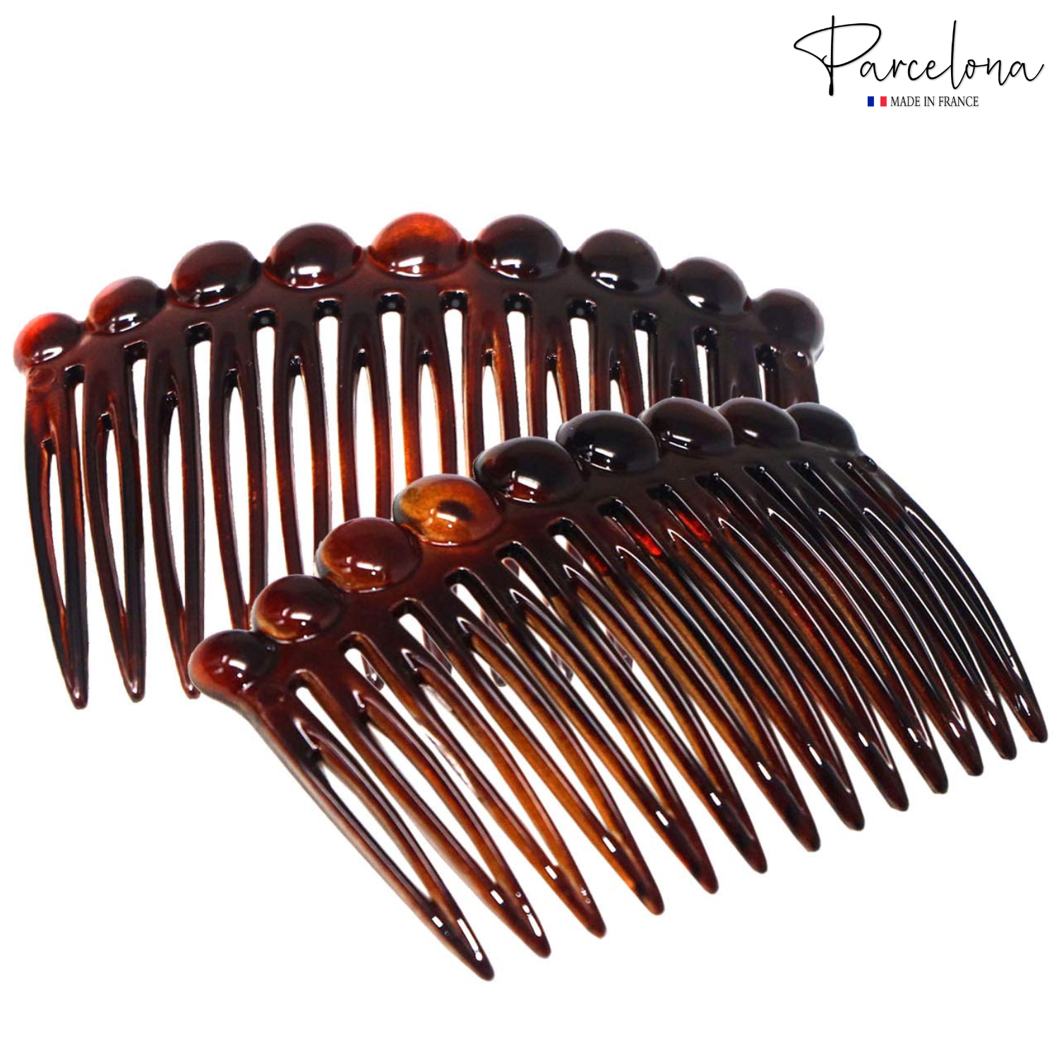Parcelona French Circles Edge Small 2.75” Cellulose Side Hair Combs - 2 Pcs