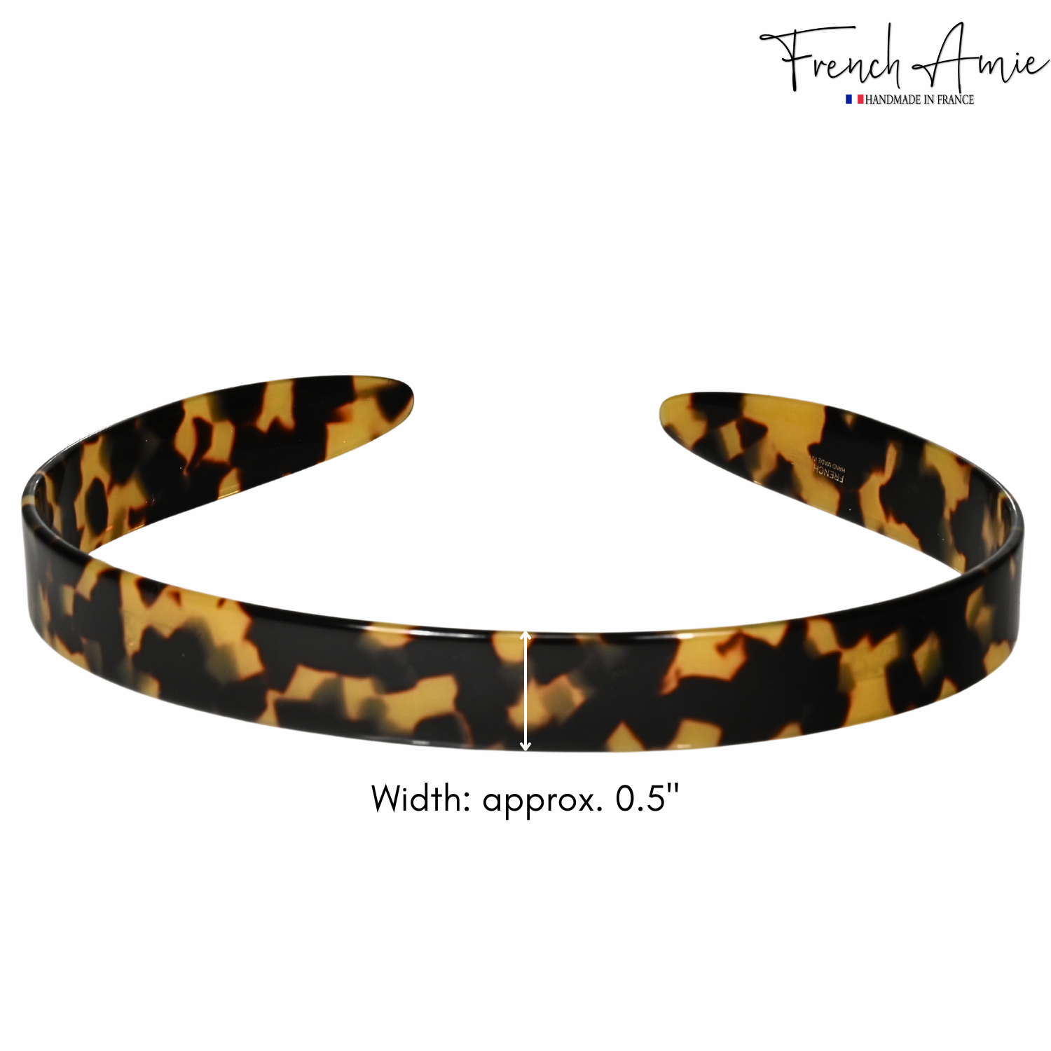 French Amie Wide Headband 1/2" Handmade Celluloid Hair Accessories Women & Girls
