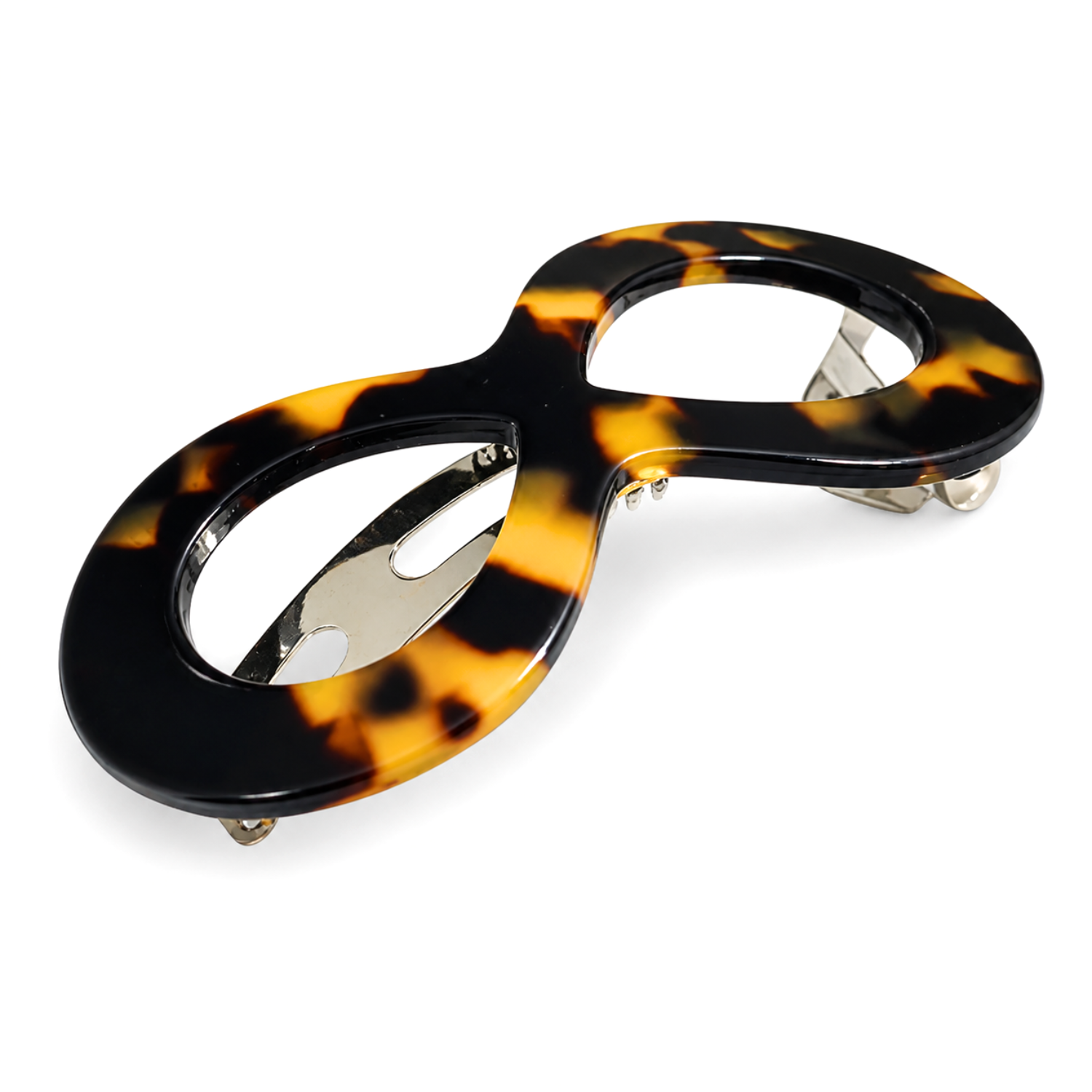 French Amie Infinity Loop Medium Hair Barrette 3" Cellulose Handmade Women Clip