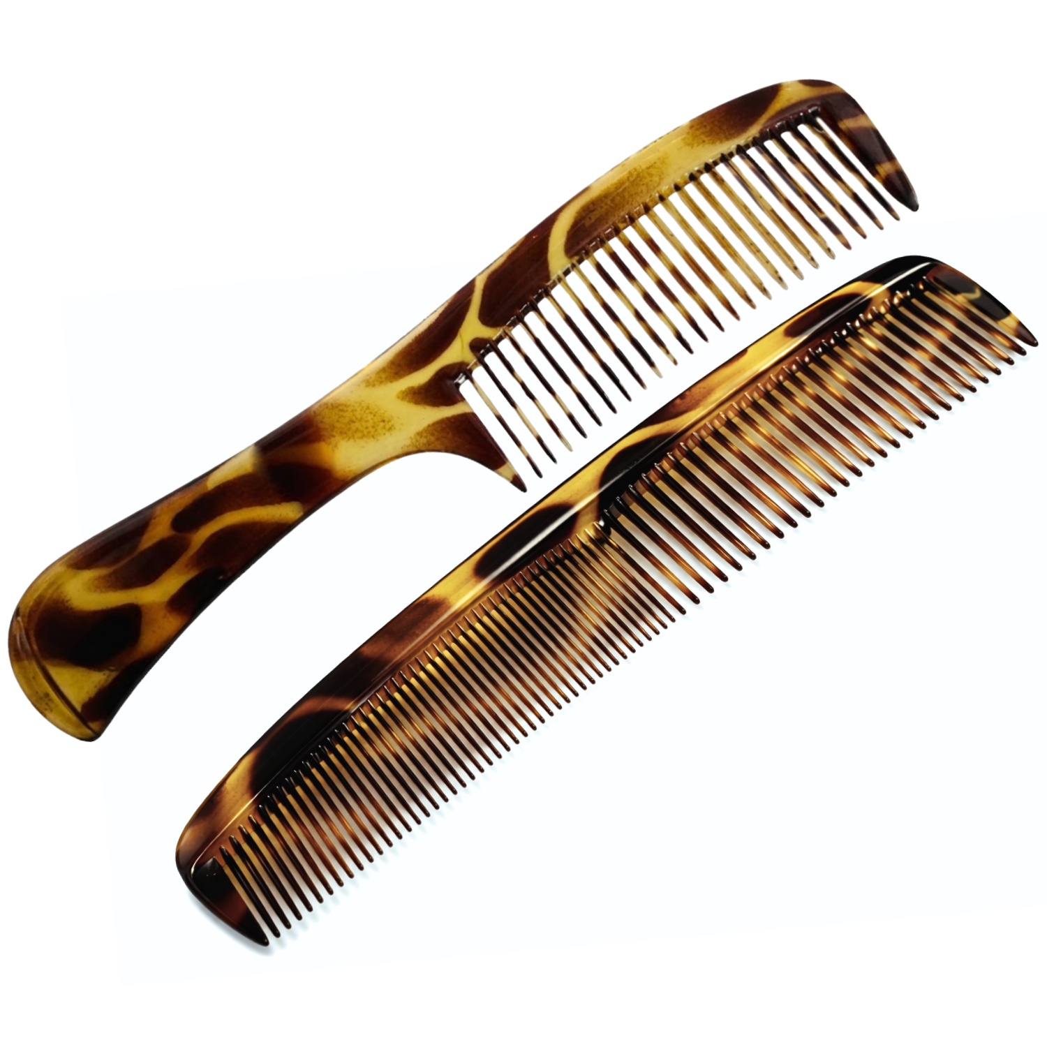 Parcelona Demeler French Giraffe Acetate Wide Tooth Detangling Styling Hair Comb Set 2pc