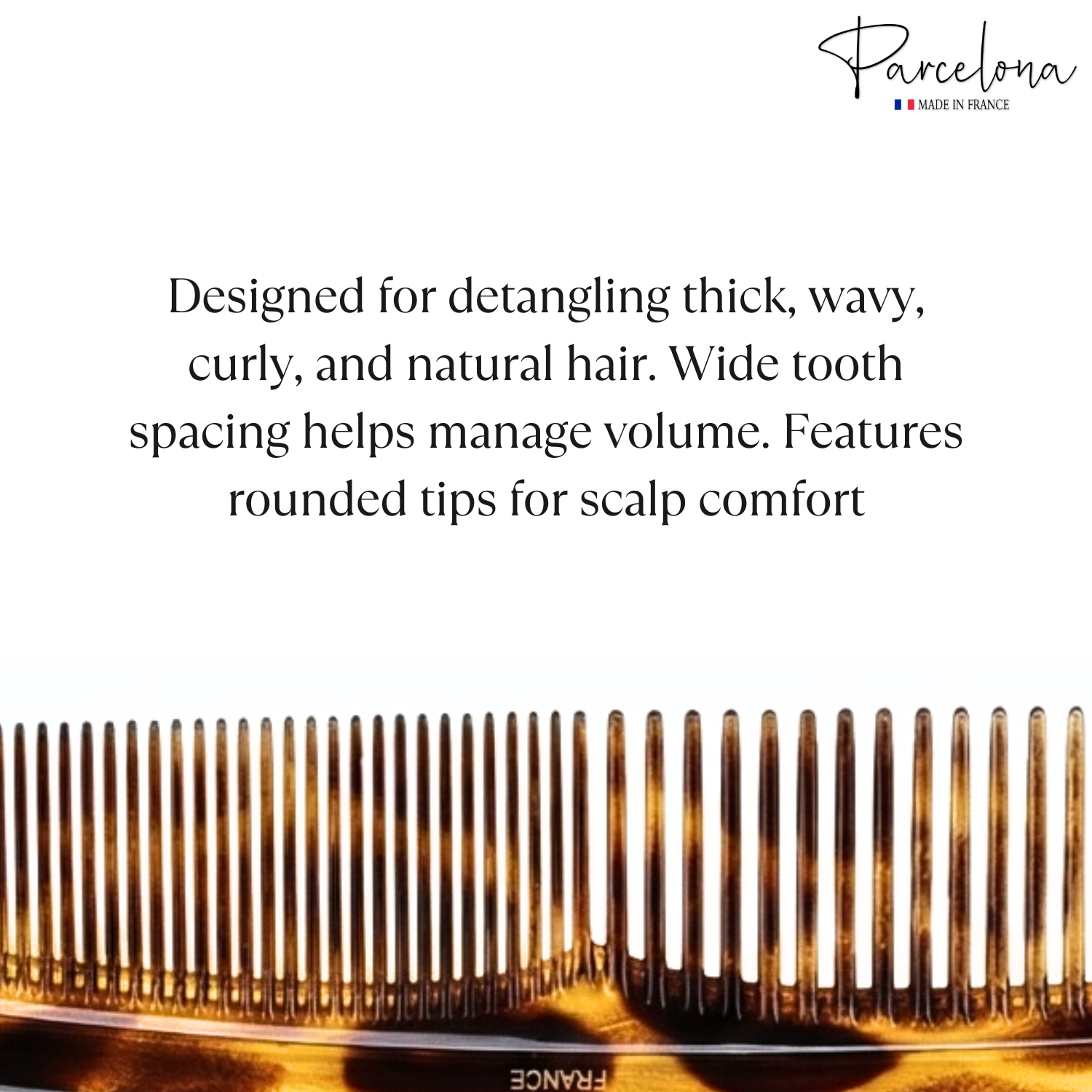Parcelona Demeler French Giraffe Acetate Wide Tooth Detangling Styling Hair Comb Set 2pc