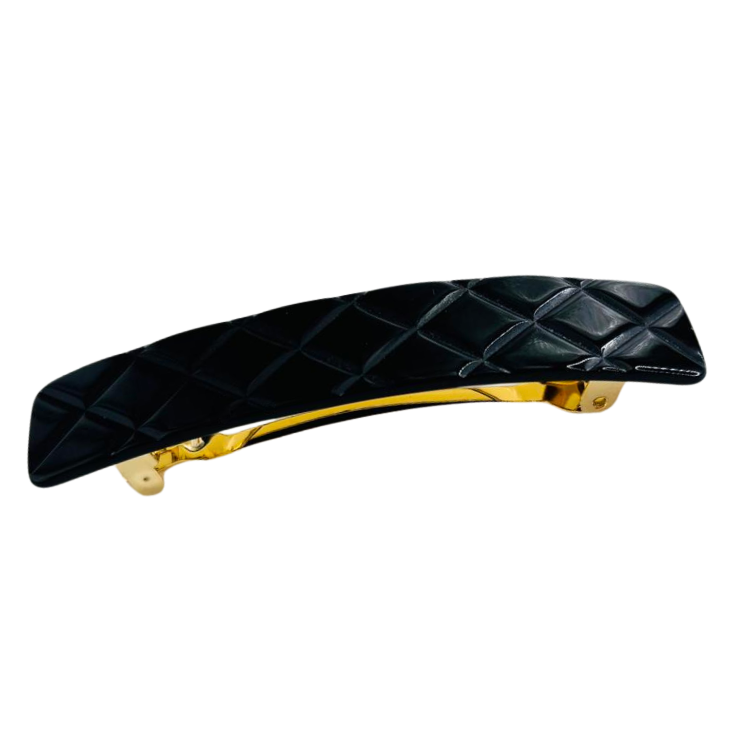 French Amie Quilted Barrette 3.5 Inch Cellulose Acetate Hair Clip for Women
