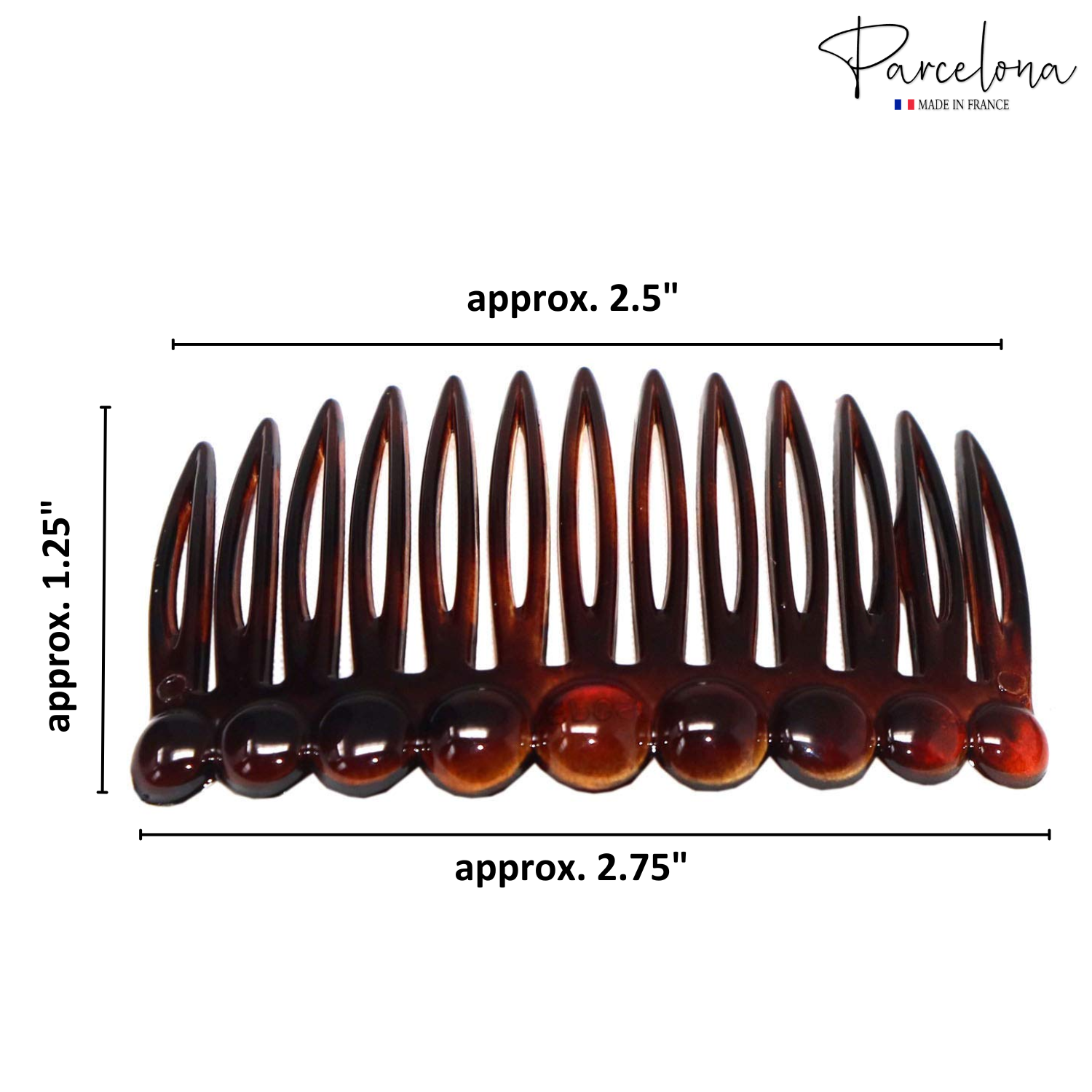 Parcelona French Circles Edge Small 2.75” Cellulose Side Hair Combs - 2 Pcs