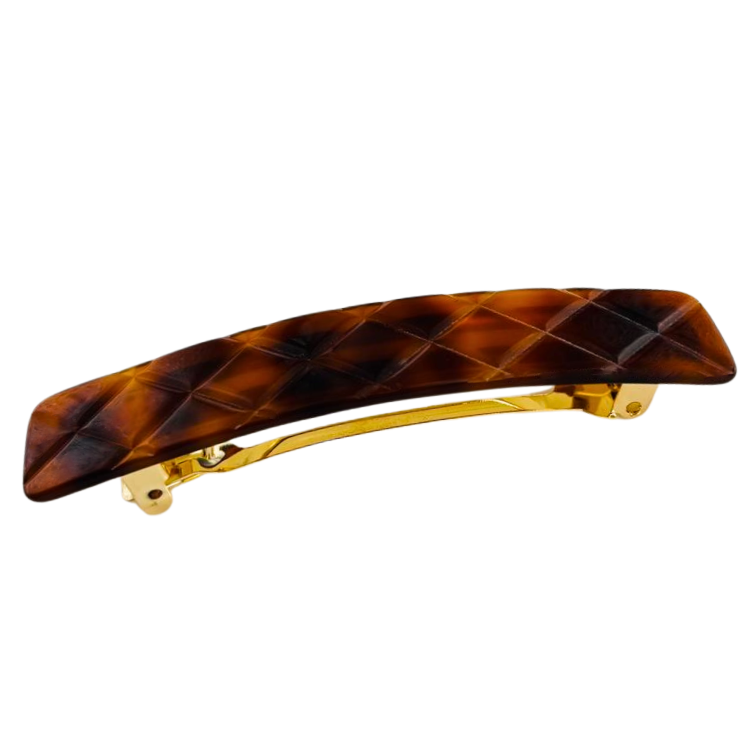 French Amie Quilted Barrette 3.5 Inch Cellulose Acetate Hair Clip for Women