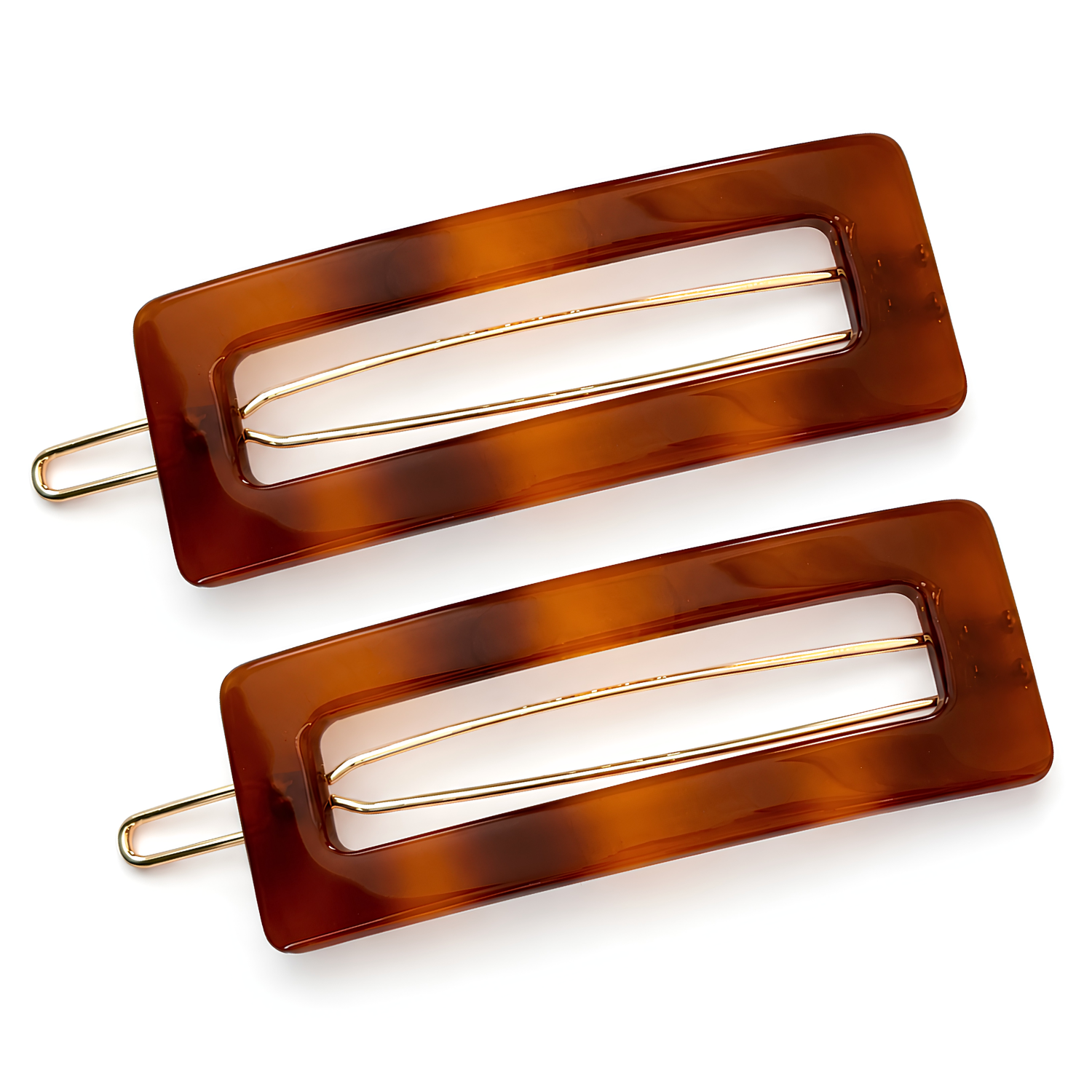 French Amie Small 2.25 Inch Open Window Rectangle Hair Barrette Clip Set of 2