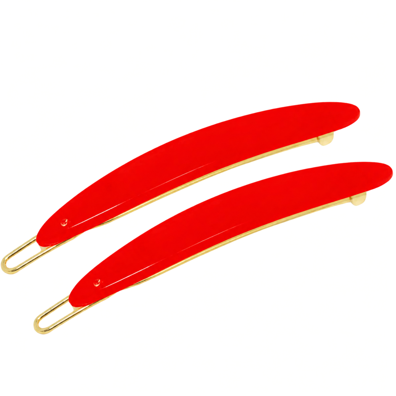 French Amie Narrow Oblong Small Hair Clip - Tige Boule Women Barrette Set Of 2