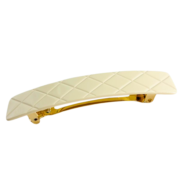 French Amie Quilted Barrette 3.5 Inch Cellulose Acetate Hair Clip for Women