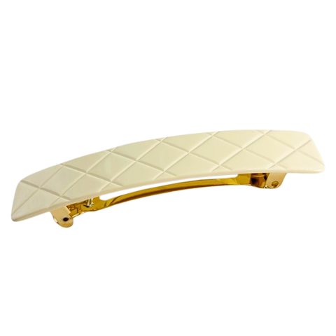 French Amie Quilted Barrette 3.5 Inch Cellulose Acetate Hair Clip for Women