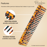 Parcelona French Wide Tooth Rake Leopard Pattern Large Celluloid Hair Detangling