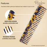 Parcelona French Wide Tooth Rake Tokyo Large Celluloid Hair Detangling Comb