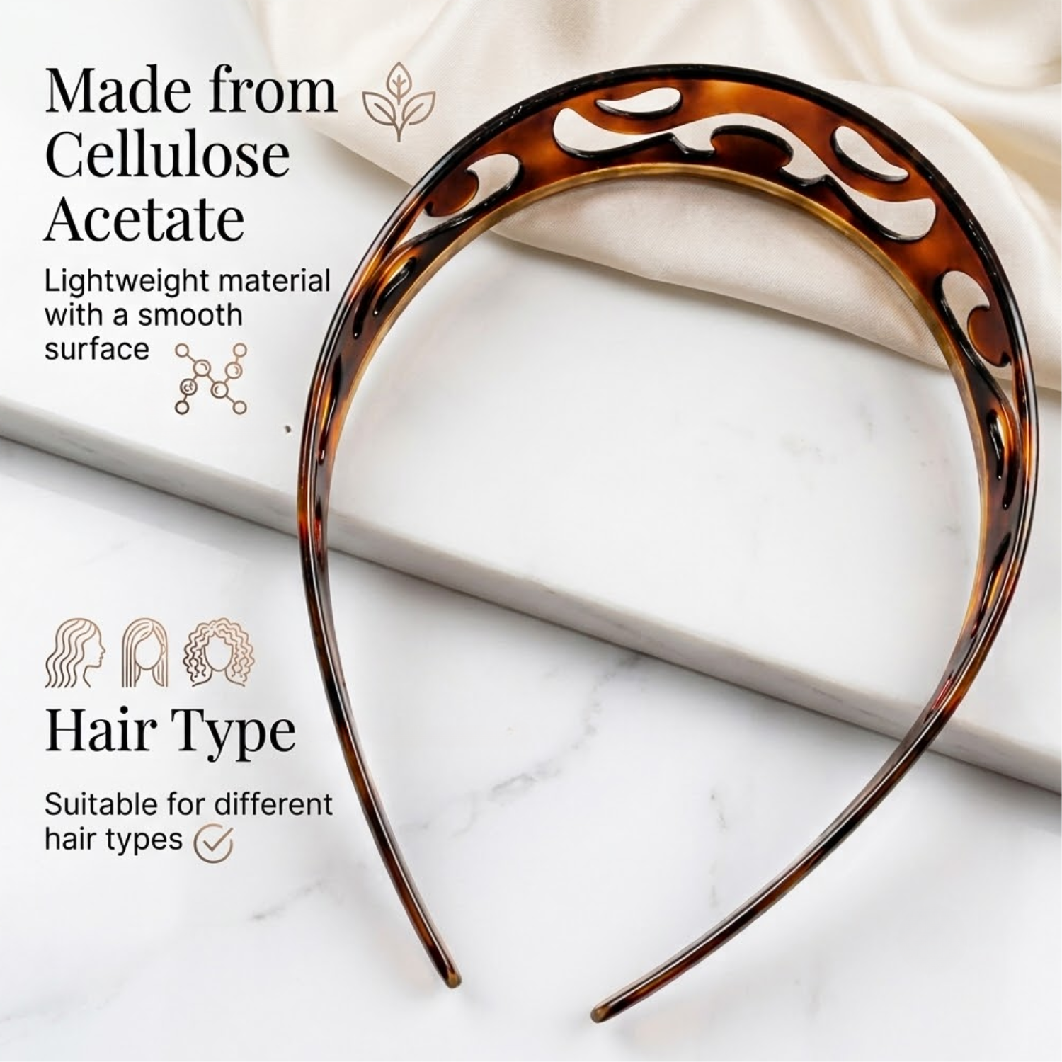 Parcelona French Swirls Wide 1 Inch Tortoise Shell Cellulose Acetate Headband