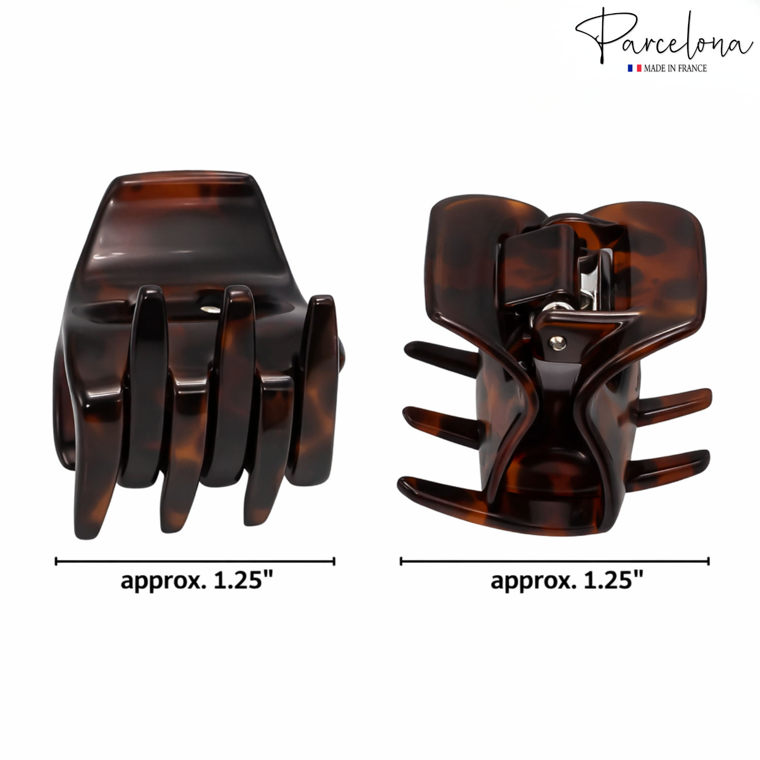 Parcelona French Mignon 1.25" Mini Hair Claw Crystal Accent Clips for Women 2pcs