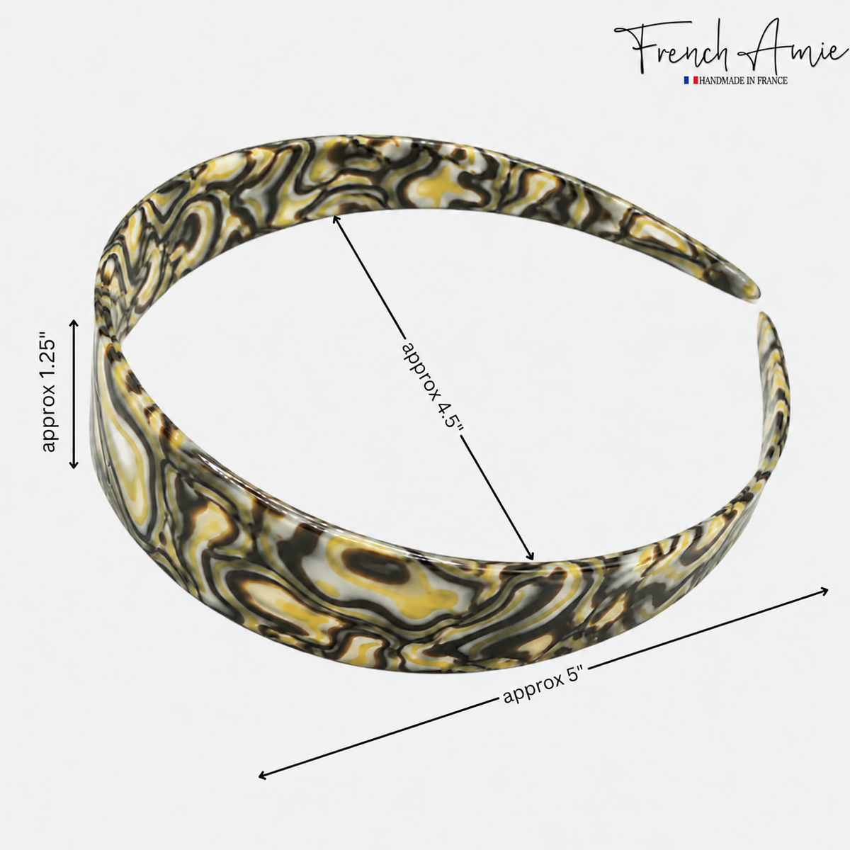 French Amie Ultracomfort Wide 1 1/4" Cellulose Handmade French Hair Headband