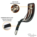 Parcelona French Curved Hair Barrette Tortoise Shell Clip with No Slip Metal Clasp