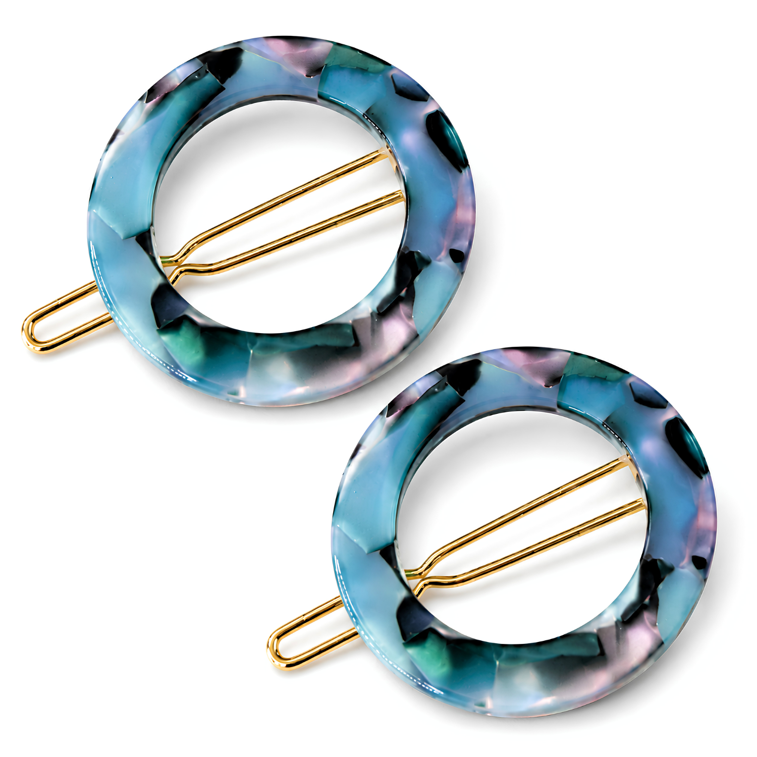 French Amie Mini Circle 1 ¼” Hair Clip - Snap Tige Boule Women Barrette Set Of 2