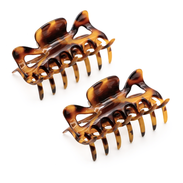 Parcelona French Classic 3" Medium Celluloid Hair Claws for Women & Girls (2Pcs)