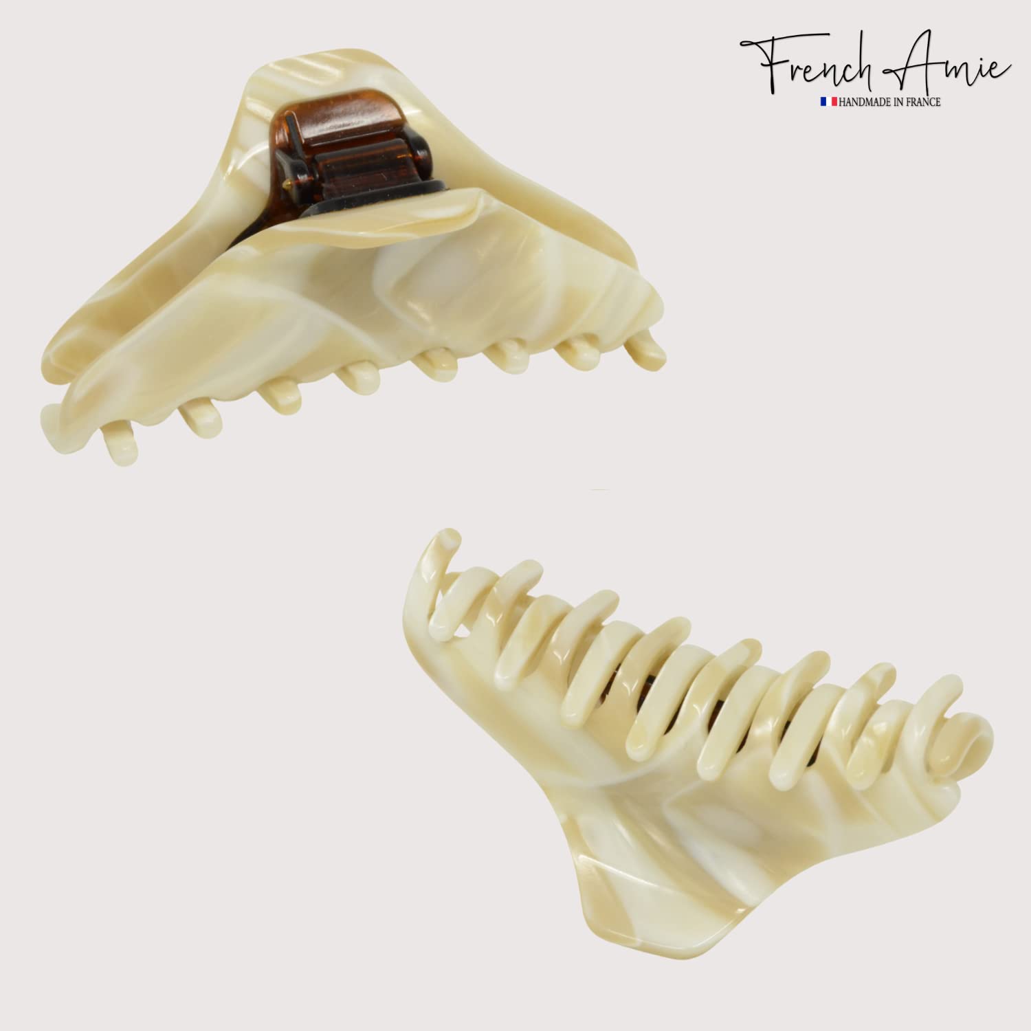 French Amie Director Thin and Narrow Small Handmade Cellulose Hair Claw for Women