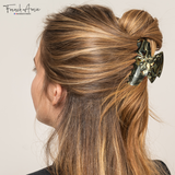 French Amie Chic Onyx Grey Handmade Celluloid Large Jaw Hair Claw Clip Clutcher