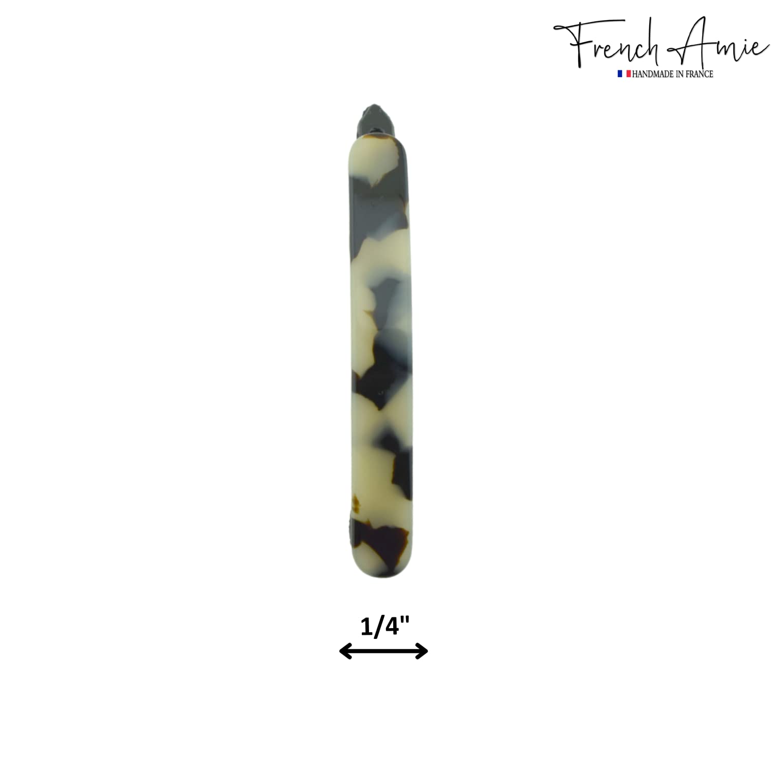 French Amie Rounded Oblong Small Cellulose No Metal Hair Slide Barrettes(2 Pcs)