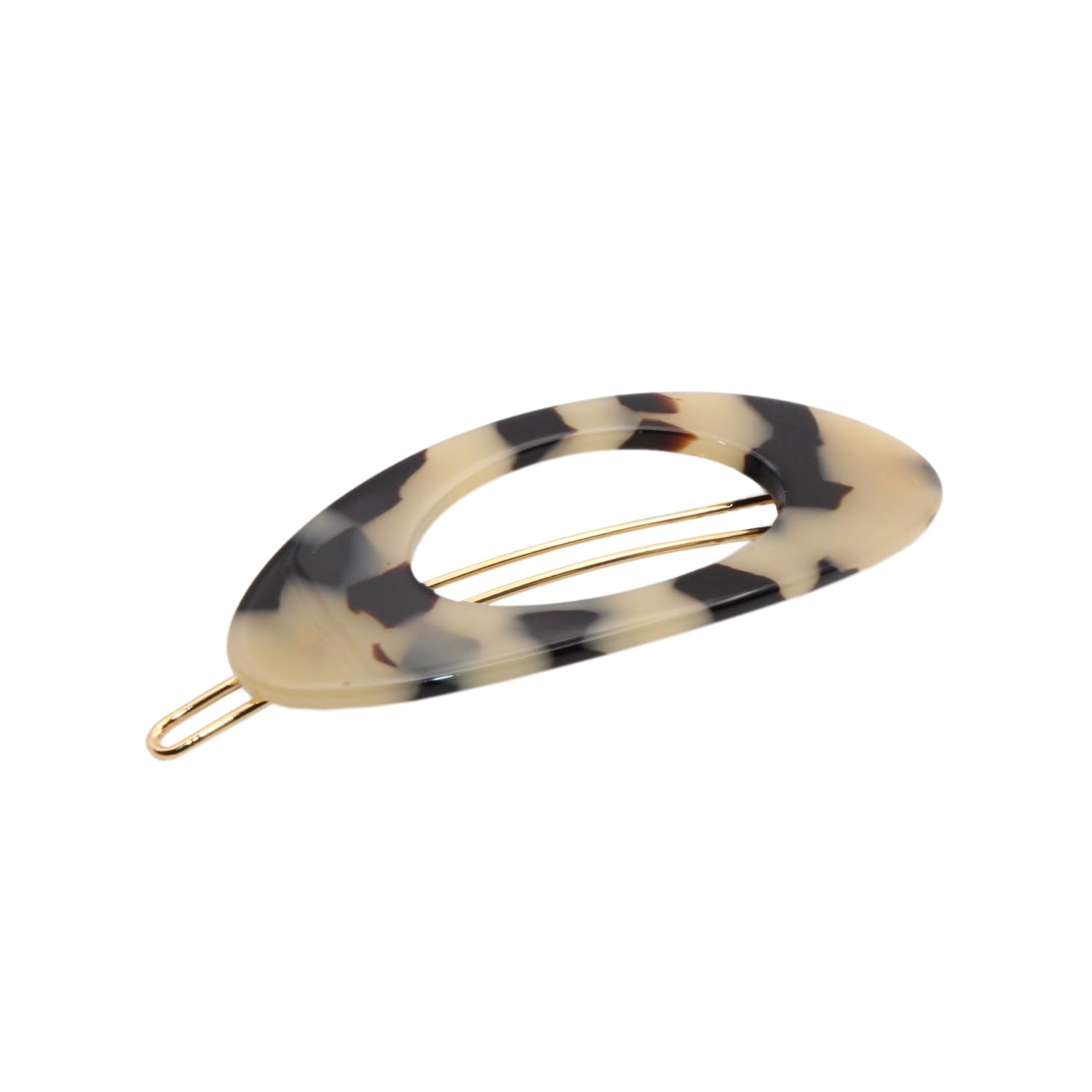 French Amie Oval Small 2 1/4” Celluloid Hair Barrette for Women