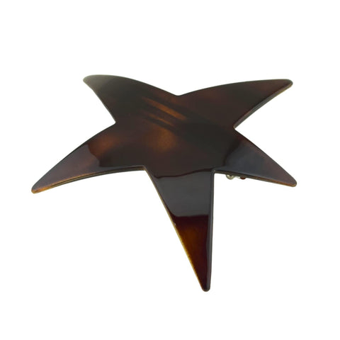 Parcelona French Star Large Shell Brown Celluloid Strong Grip Hair Clip Barrette