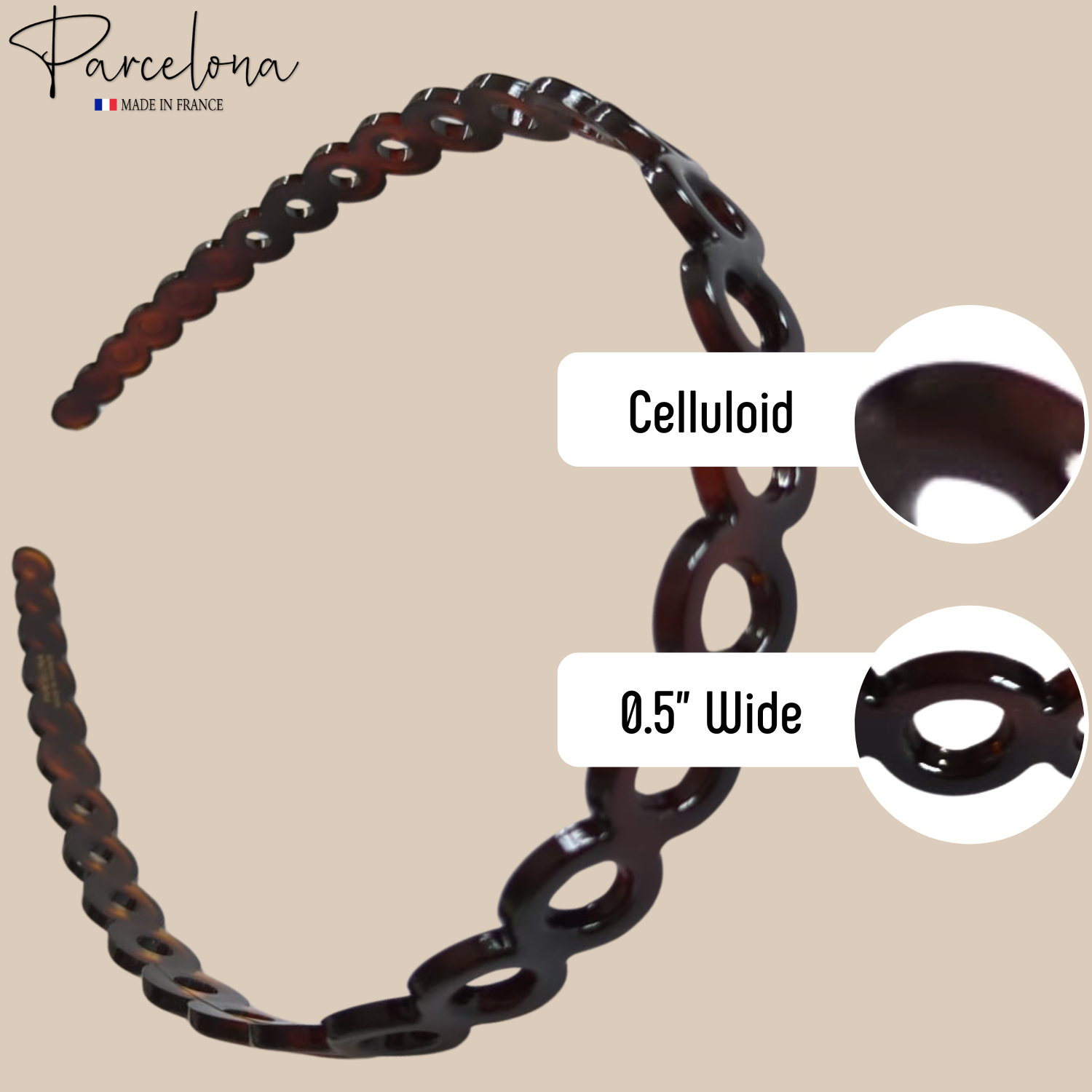 Parcelona French Bubbles Light Shell Cellulose 1/2 Inch Hair Head Band Headband