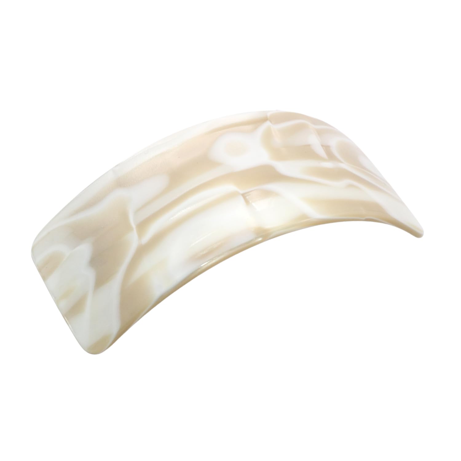 French Amie Broad Curved Oblong Large Celluloid Acetate Hair Barrette for Women