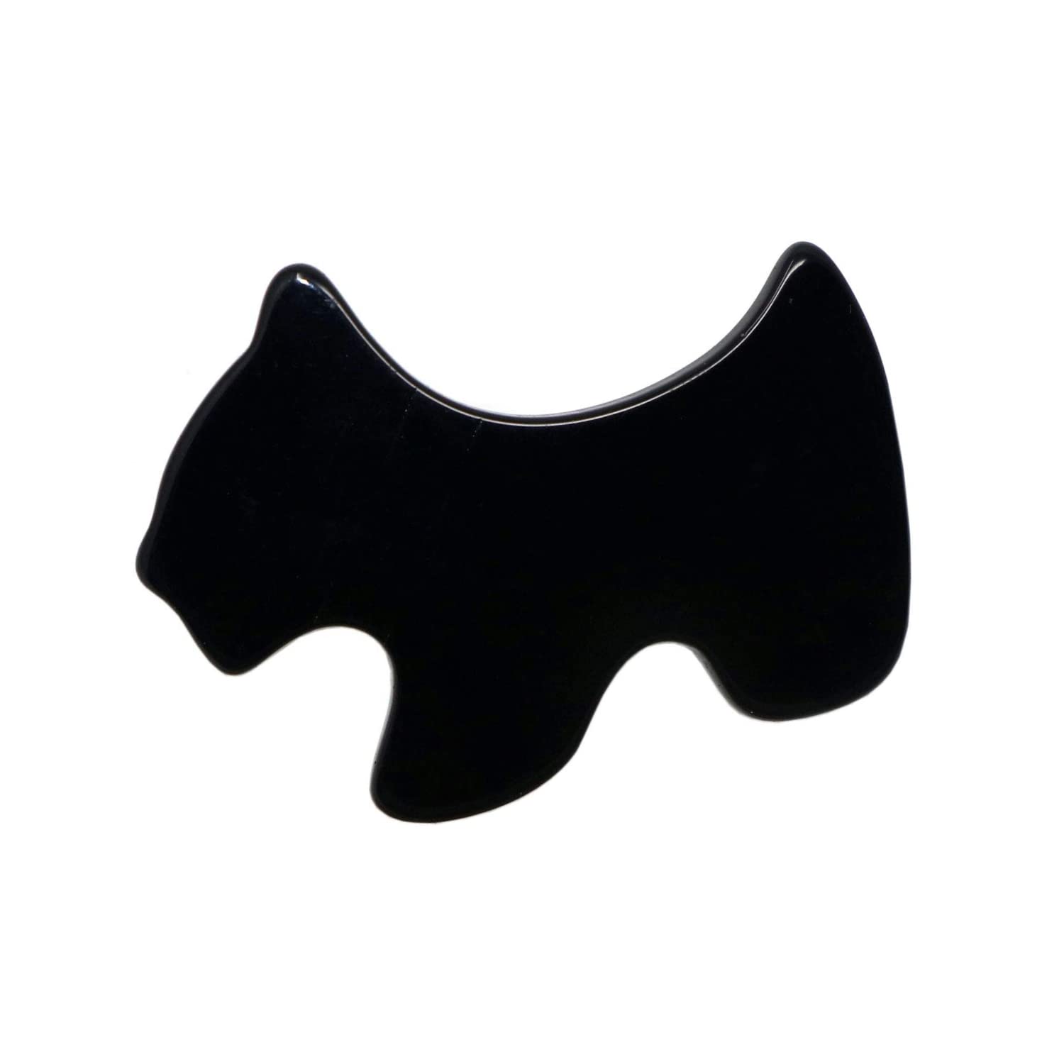 French Amie Scottish Dog Puppy 2" Small Celluloid Handmade Hair Barrette