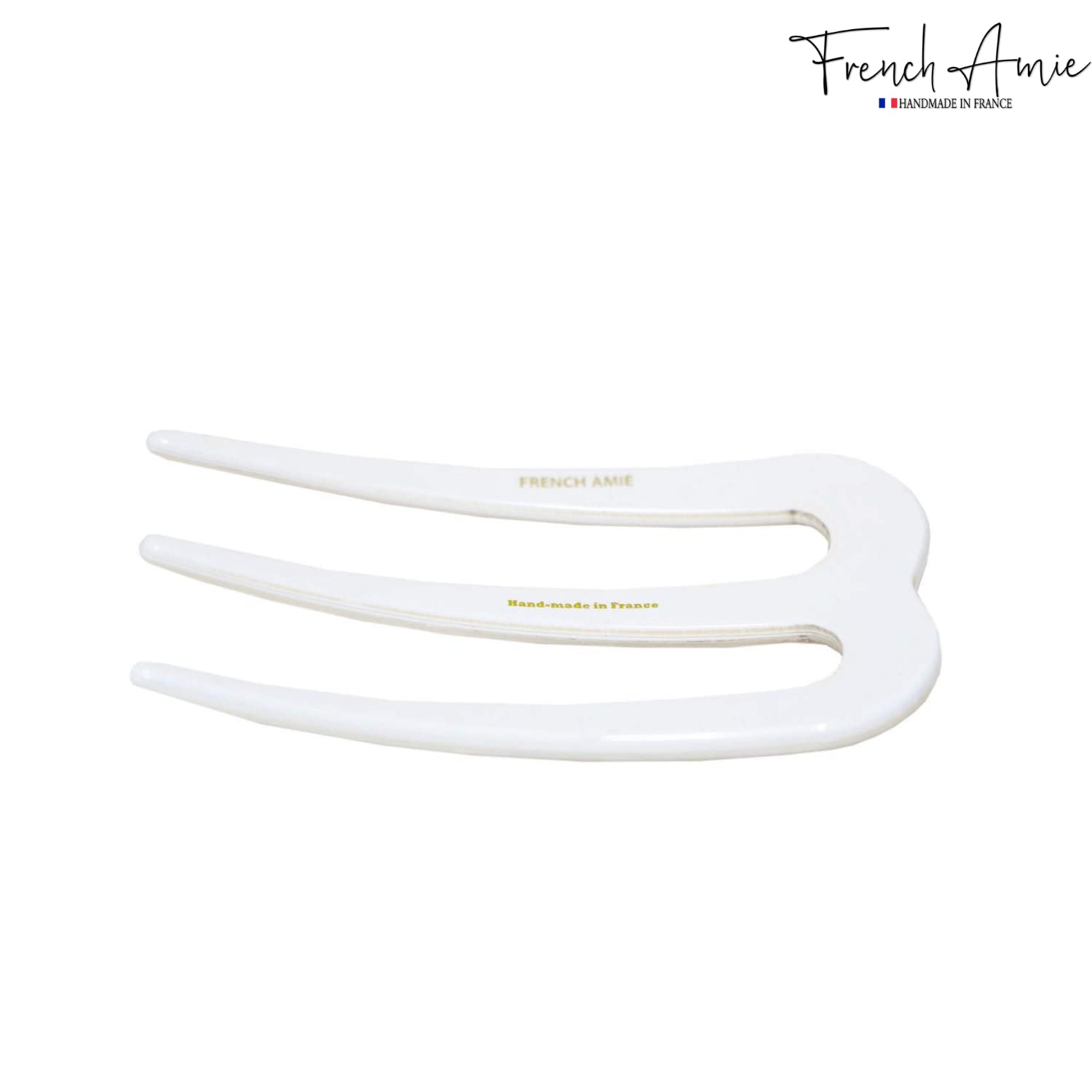 French Amie Tri Prongs 3" Medium Handmade Cellulose Bun Holder Women Hair Pin